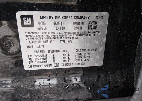 2020 Buick Encore Fwd Sport Touring из США, поврежденный, VIN KL4CJ1SB2LB006190